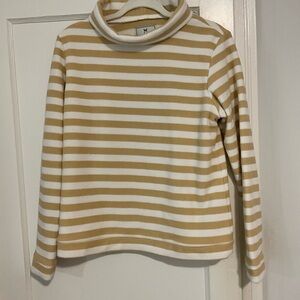 Dudley Stephens Cream and Tan Striped Turtleneck